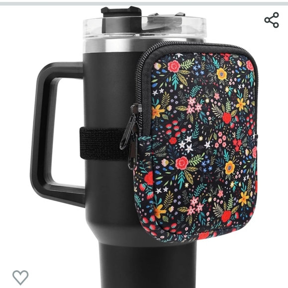 NEW IN BAG Black Floral Zippered Pouch for 20, 30, 40oz Tumblers - Picture 3 of 4